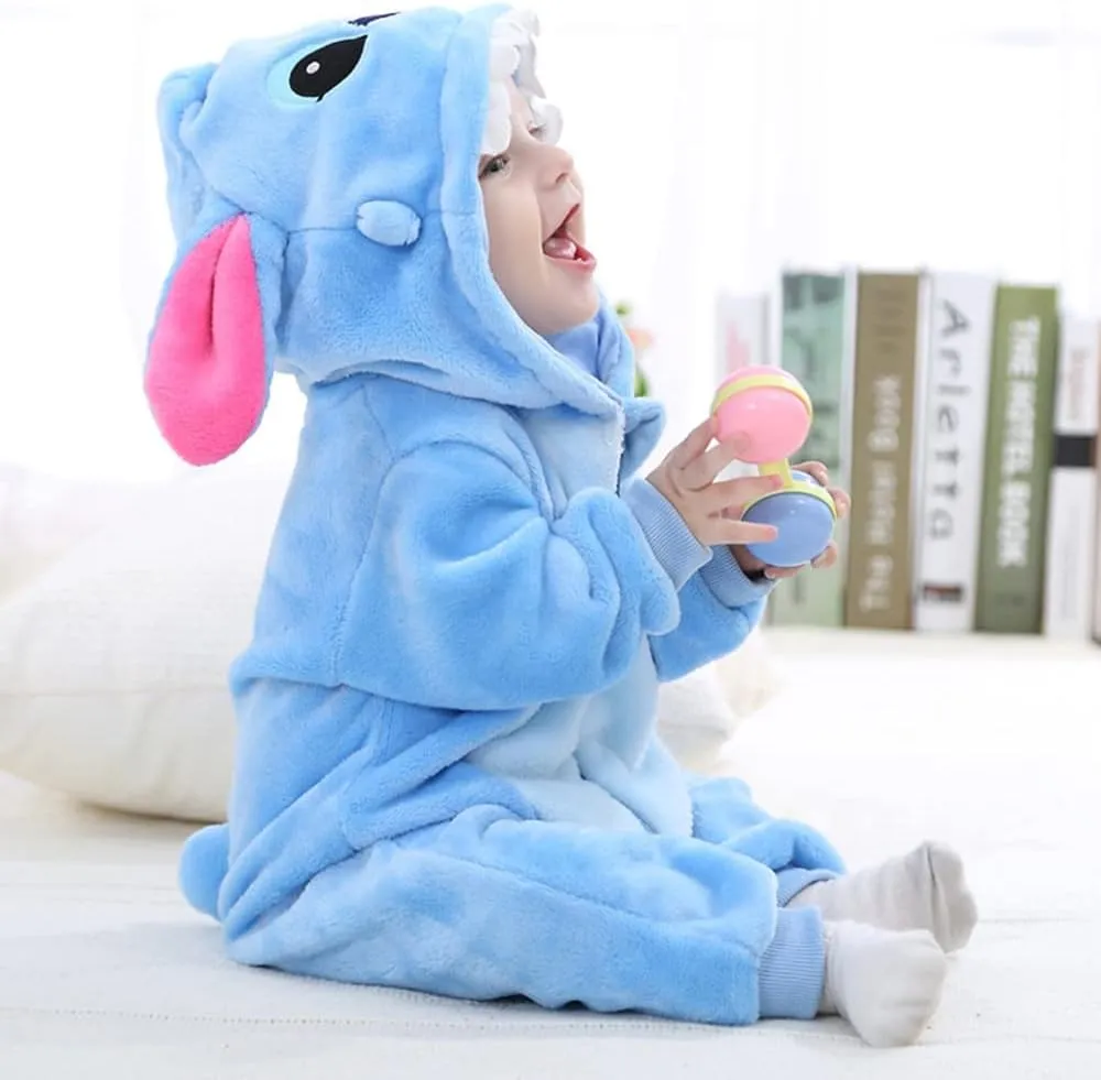 Unisex Baby Flannel Romper Animal Onesie Costume Hooded Cartoon Outfit