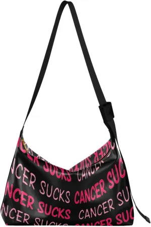 Unisex Shoulder Bag Crossbody Handbag Cancer-sucks-breast-awareness Women Casual Hobo Bag Lightweight PU Leather Tote