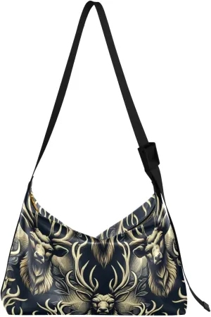 Unisex Shoulder Bag Crossbody Handbag Hunting-deer-head Women Casual Hobo Bag Lightweight PU Leather Tote