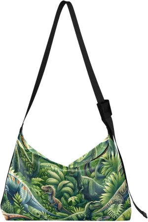 Unisex Shoulder Bag Crossbody Handbag Jurassic-dinosaur Women Casual Hobo Bag Lightweight PU Leather Tote