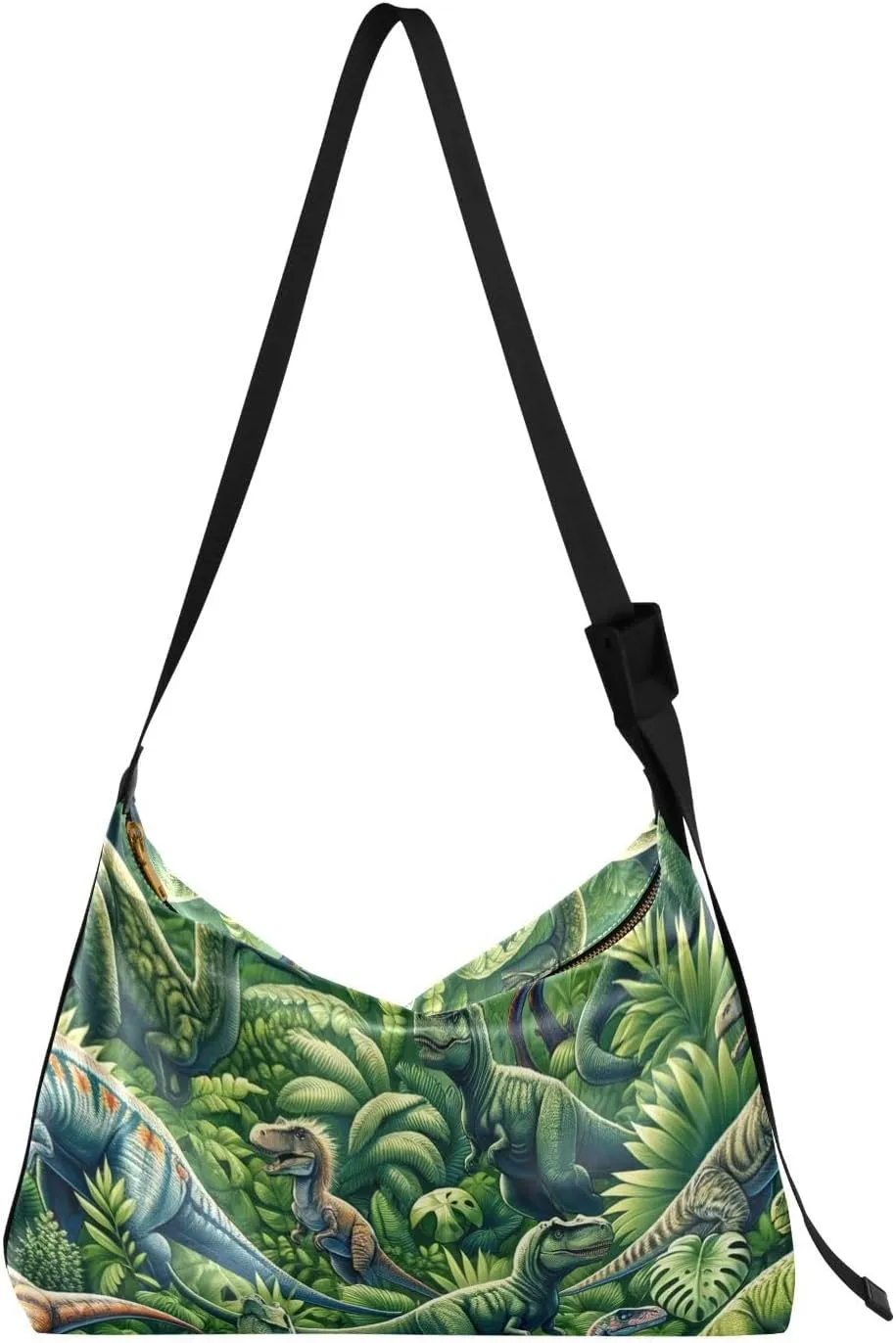 Unisex Shoulder Bag Crossbody Handbag Jurassic-dinosaur Women Casual Hobo Bag Lightweight PU Leather Tote