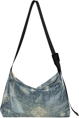 Unisex Shoulder Bag Crossbody Handbag Physics-formula-blue Women Casual Hobo Bag Lightweight PU Leather Tote