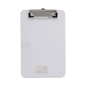 Universal® Plastic Clipboard with Low Profile Clip, 0.5" Clip Capacity, Holds 5 x 8 Sheets, Clear