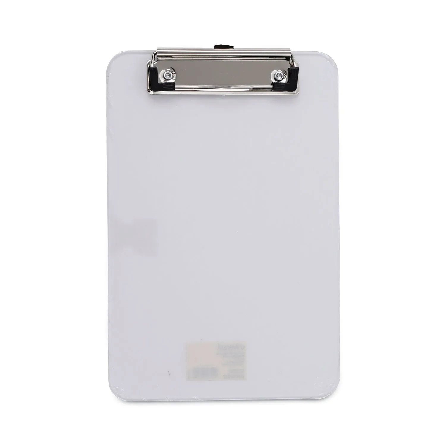 Universal® Plastic Clipboard with Low Profile Clip, 0.5" Clip Capacity, Holds 5 x 8 Sheets, Clear