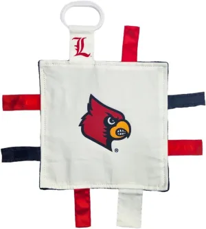 University of Louisville Crinkle Learning Lovey Sensory Plush Blanket - Tag Toys for Babies - Baby Stroller Toys - Sports Team Pride MVP Registry Gift w/Stroller Clip (8 x 8 Tag Toy)…