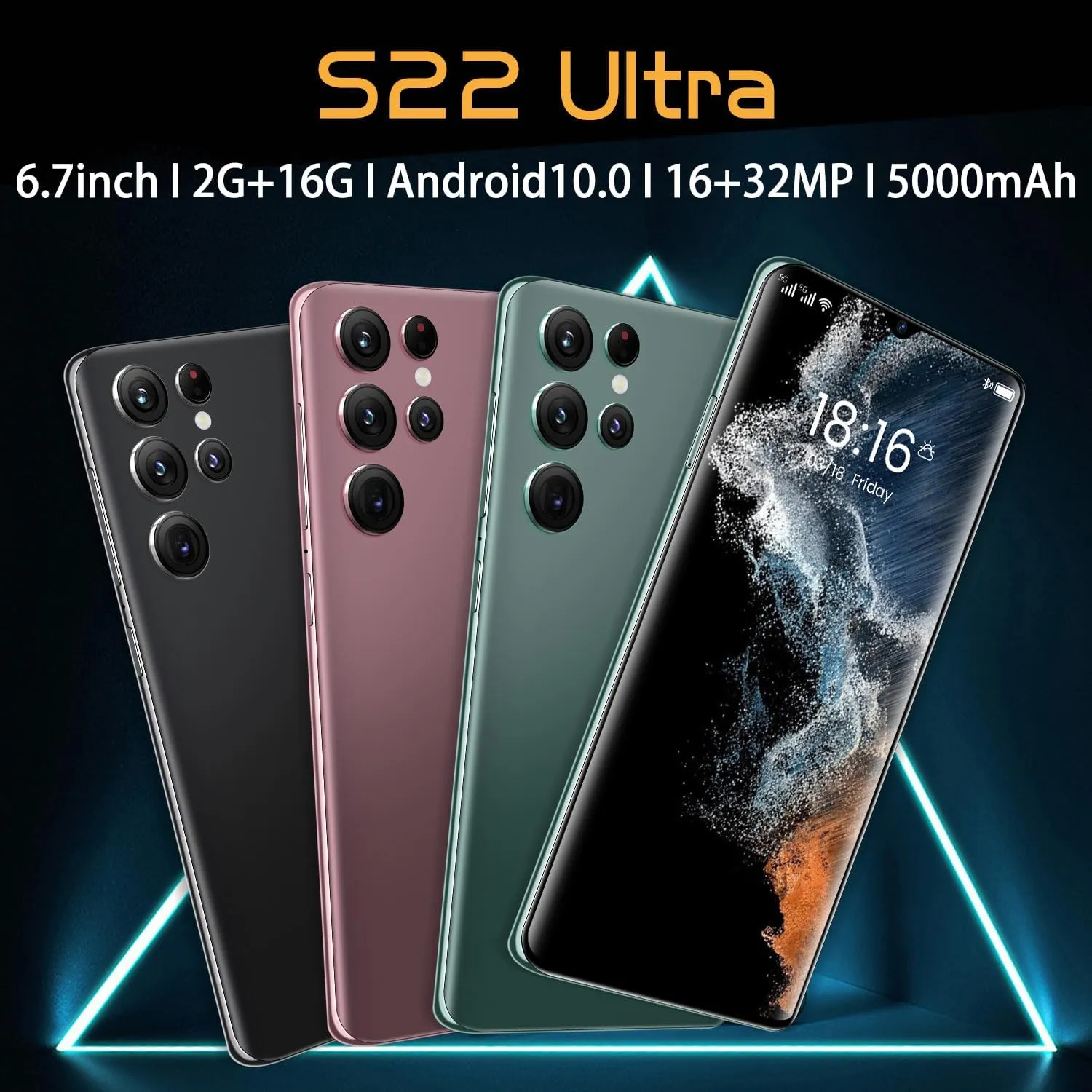 Unlocked Smartphone 6.7inch Cell Phone S22 Ultra 2 16GB HD Full Screen Straight Talk Phone Dual Sim Unlocked Android Phones Boost Mobile Phone
