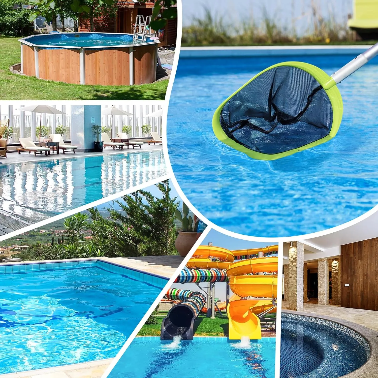【Upgrade】 Pool Net Total Length 11.6 Feet, Swimming Pool Skimmer Net with 8 Section Telescopic Aluminum Pole for Fast Cleaning Ponds, Hot Tub, and Spas, Pool Cleaner Supplies and Accessories