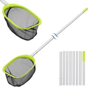 【Upgrade】 Pool Net Total Length 11.6 Feet, Swimming Pool Skimmer Net with 8 Section Telescopic Aluminum Pole for Fast Cleaning Ponds, Hot Tub, and Spas, Pool Cleaner Supplies and Accessories