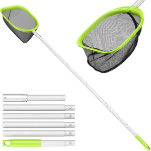 【Upgrade】 Pool Net Total Length 6 Feet, Swimming Pool Skimmer Net with 6 Section Telescopic Aluminum Pole for Fast Cleaning Ponds, Hot Tub, and Spas, Pool Cleaner Supplies and Accessories