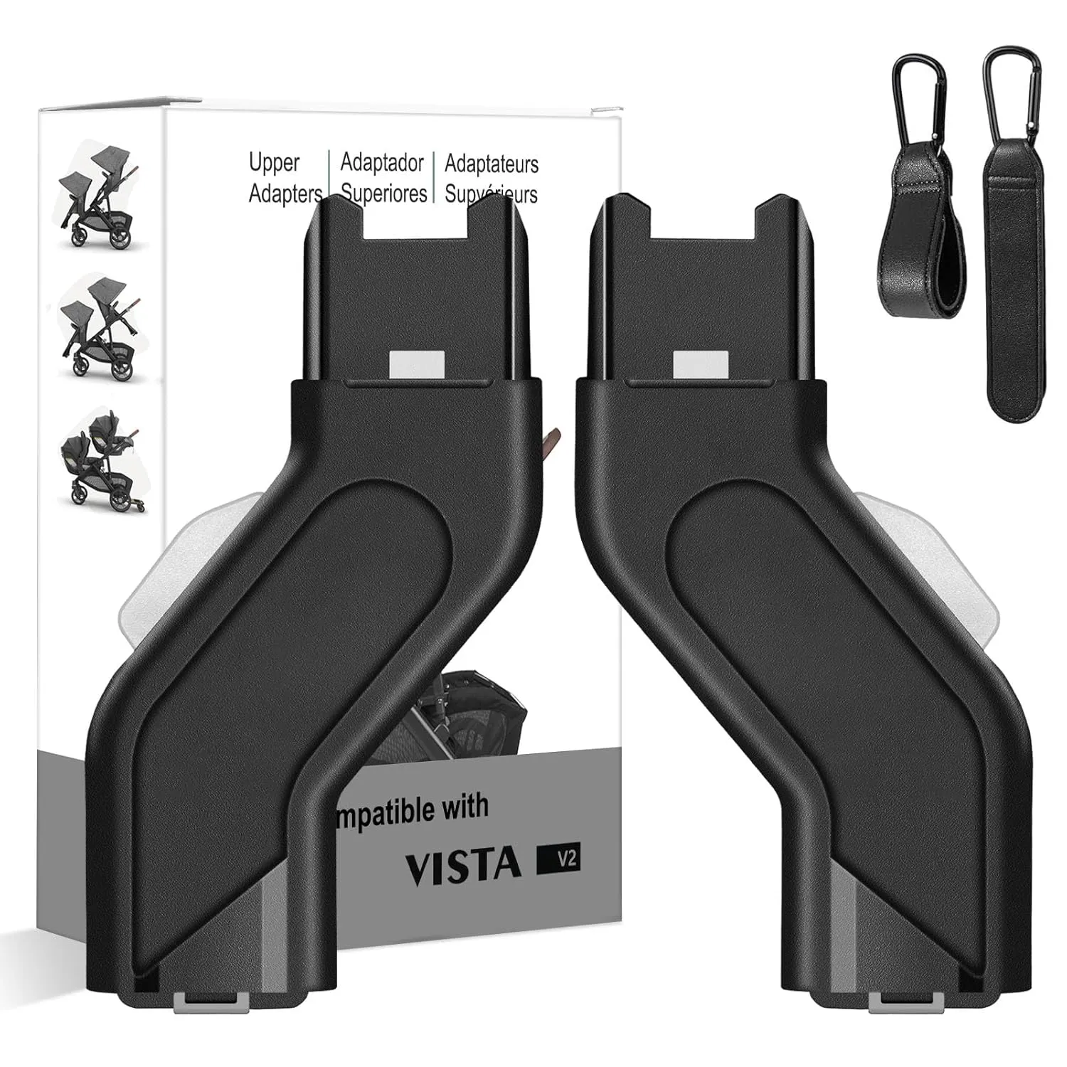 Upper Adapter Compatible with UPPAbaby Vista and Vista V2 and Vista V3 Strollers/Bassinet, Toddler Seat, Aria, Mesa V2, or Mesa Max Infant-Secure (Car Seats Accessories 1Set 2 Pcs Stroller Hooks)