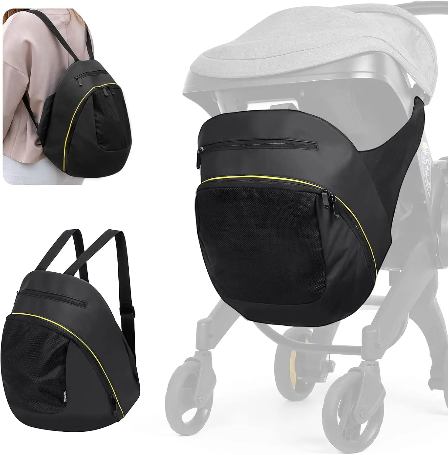 Upperkids Storage Bag Compatible with Doona Infant Car Seat Stroller, Stroller Accessories, Large Capacity Diaper Bag, Easy Access Zipper Design, Wearable Backpack, Stroller Organizer Bag, All Day Bag