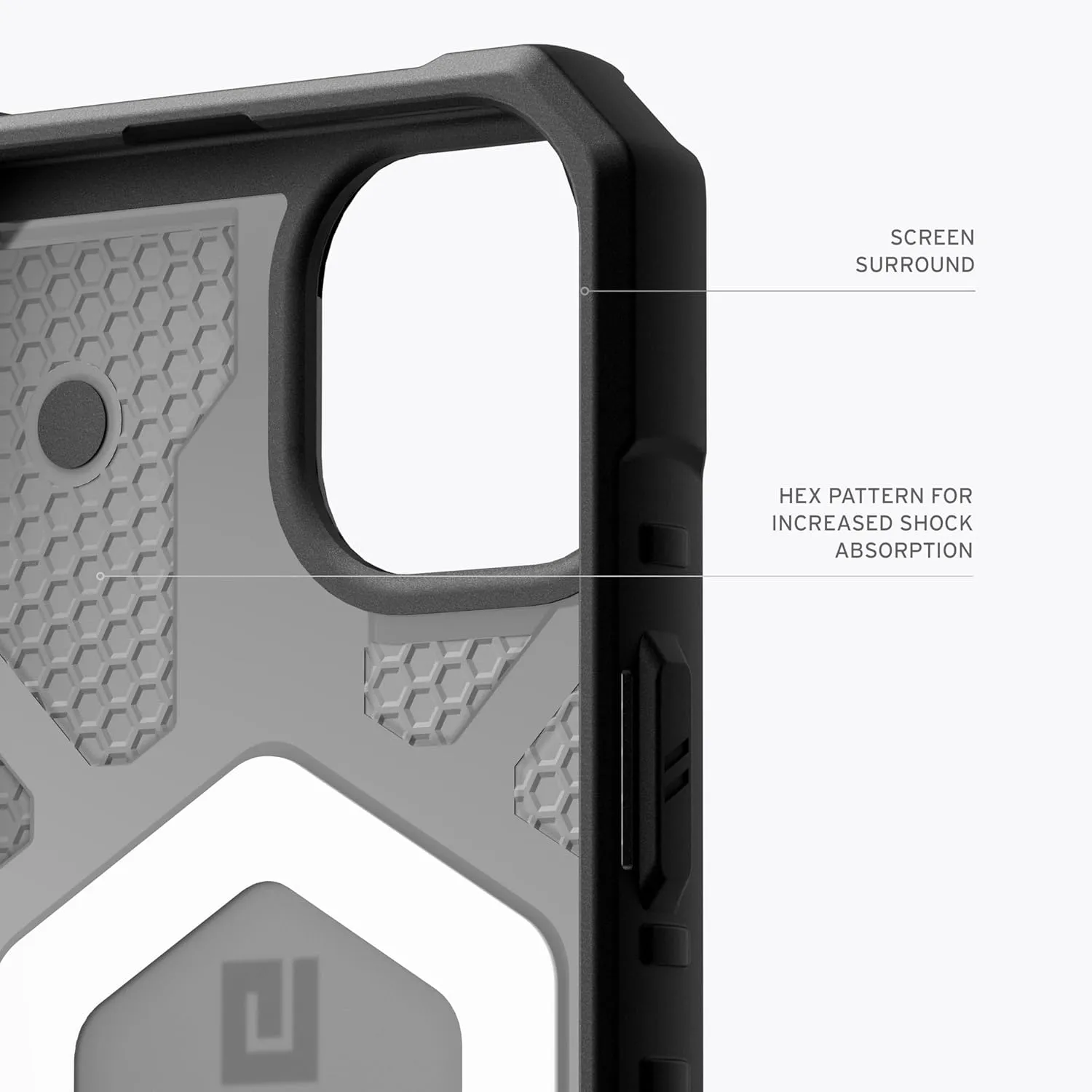 URBAN ARMOR GEAR UAG Case Compatible with iPhone 15 Plus Case 6.7" Pathfinder Clear Ash/Black Built-in Magnet Compatible with MagSafe Charging Rugged Transparent Dropproof Protective Cover