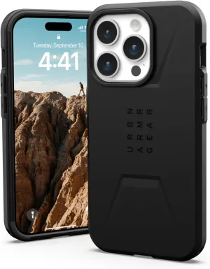 URBAN ARMOR GEAR UAG Case [Updated Version] Compatible with iPhone 15 Pro Case 6.1" Civilian Black Built-in Magnet Compatible with MagSafe Charging Rugged Mil-Grade Dropproof Protective Cover