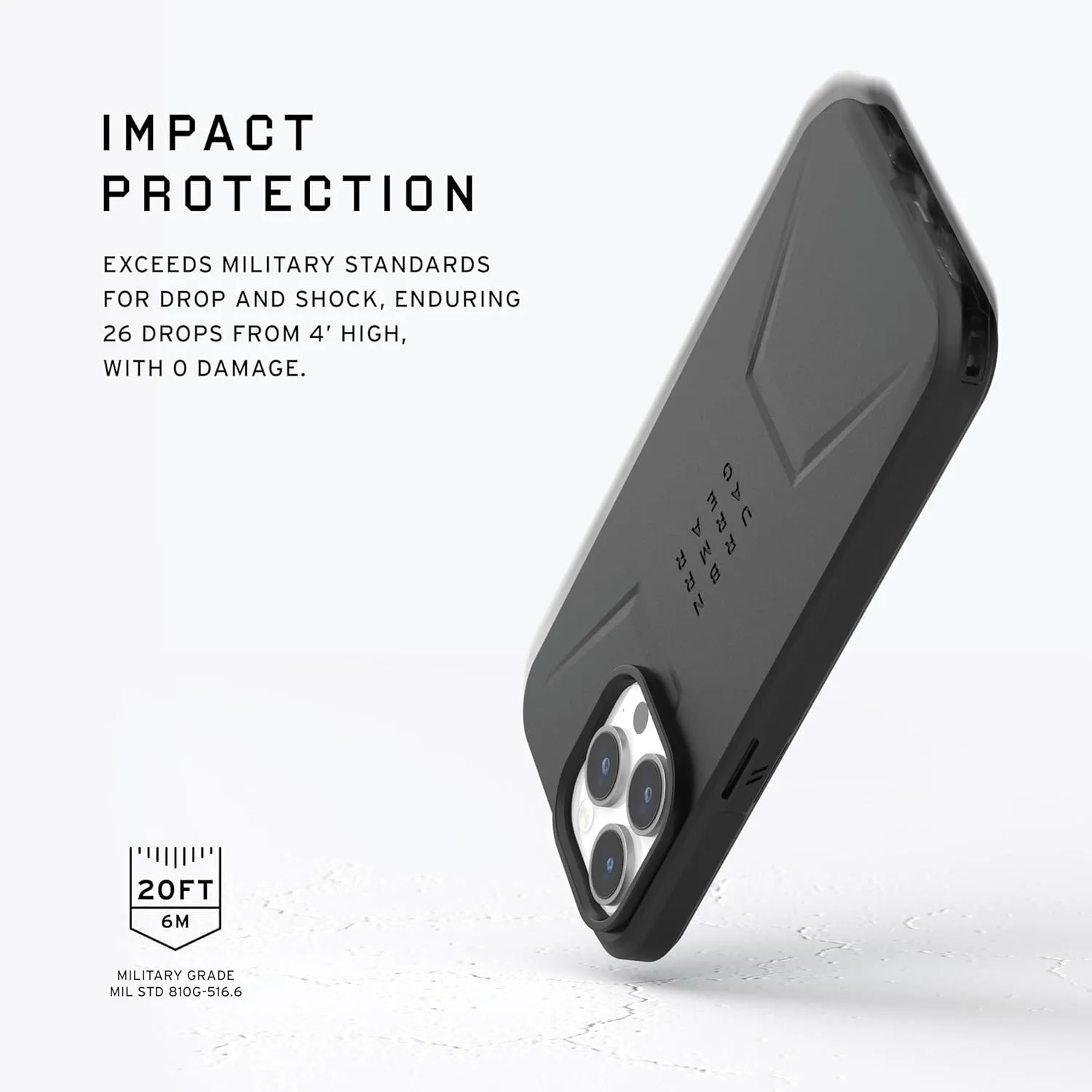 URBAN ARMOR GEAR UAG Case [Updated Version] Compatible with iPhone 15 Pro Case 6.1" Civilian Black Built-in Magnet Compatible with MagSafe Charging Rugged Mil-Grade Dropproof Protective Cover