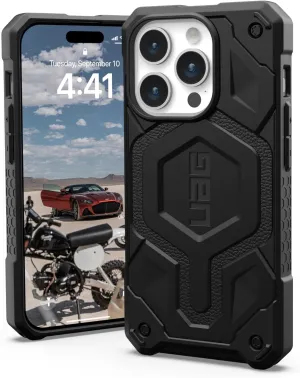 URBAN ARMOR GEAR UAG Case [Updated Version] Compatible with iPhone 15 Pro Case 6.1" Monarch Pro Black Built-in Magnet Compatible with MagSafe Charging Premium Rugged Military Grade Protective Cover