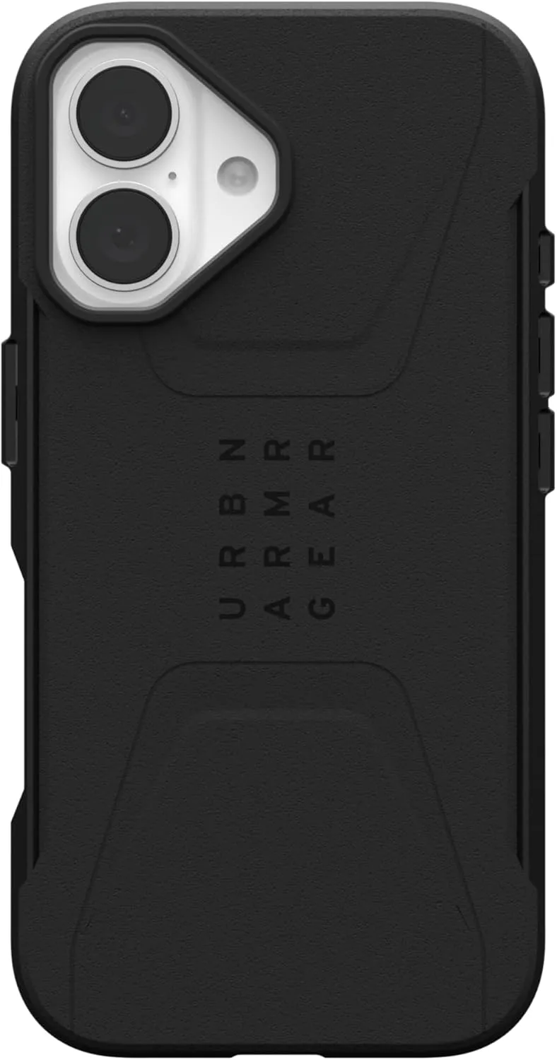 URBAN ARMOR GEAR UAG Designed for iPhone 16 Case 6.1" Civilian - Compatible with MagSafe Charging Rugged Slim Sleek Shockproof Anti-Slip Military Grade Protective Cover, Black