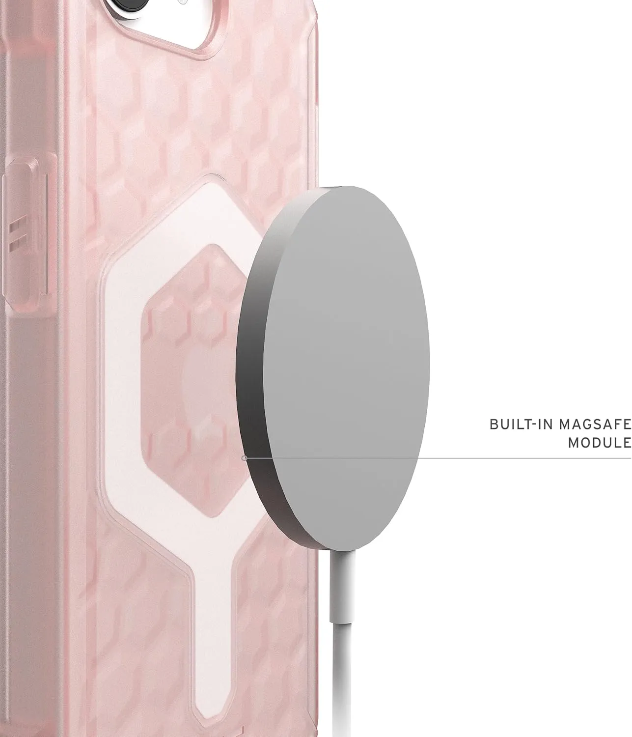 URBAN ARMOR GEAR UAG Designed for iPhone 16e Case Essential Armor - Compatible with MagSafe Rugged Military Grade Drop Proof Clear Protective Cover, Translucent Rose