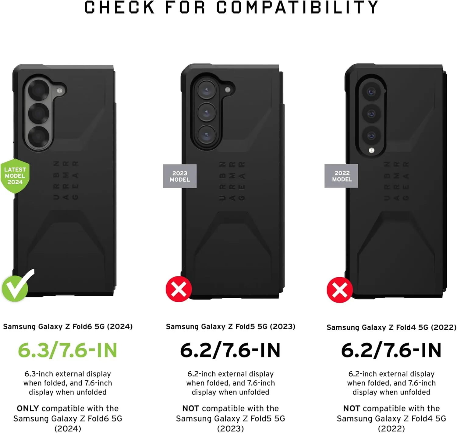 URBAN ARMOR GEAR UAG Designed for Samsung Galaxy Z Fold 6 Case Plyo Ice, Rugged Anti-Yellowing Transparent Clear Military Grade Dropproof MIL-STD Slim Protective Cover