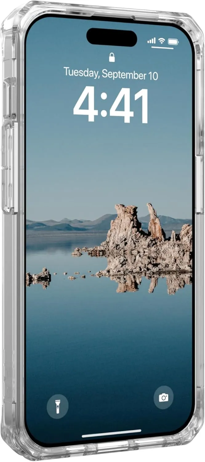 URBAN ARMOR GEAR UAG [Updated Ver] Compatible with iPhone 15 Pro Case 6.1" Plyo Ice/White Built-in Magnet Compatible with MagSafe Charging Rugged Anti-Yellowing Transparent Dropproof Protective Cover