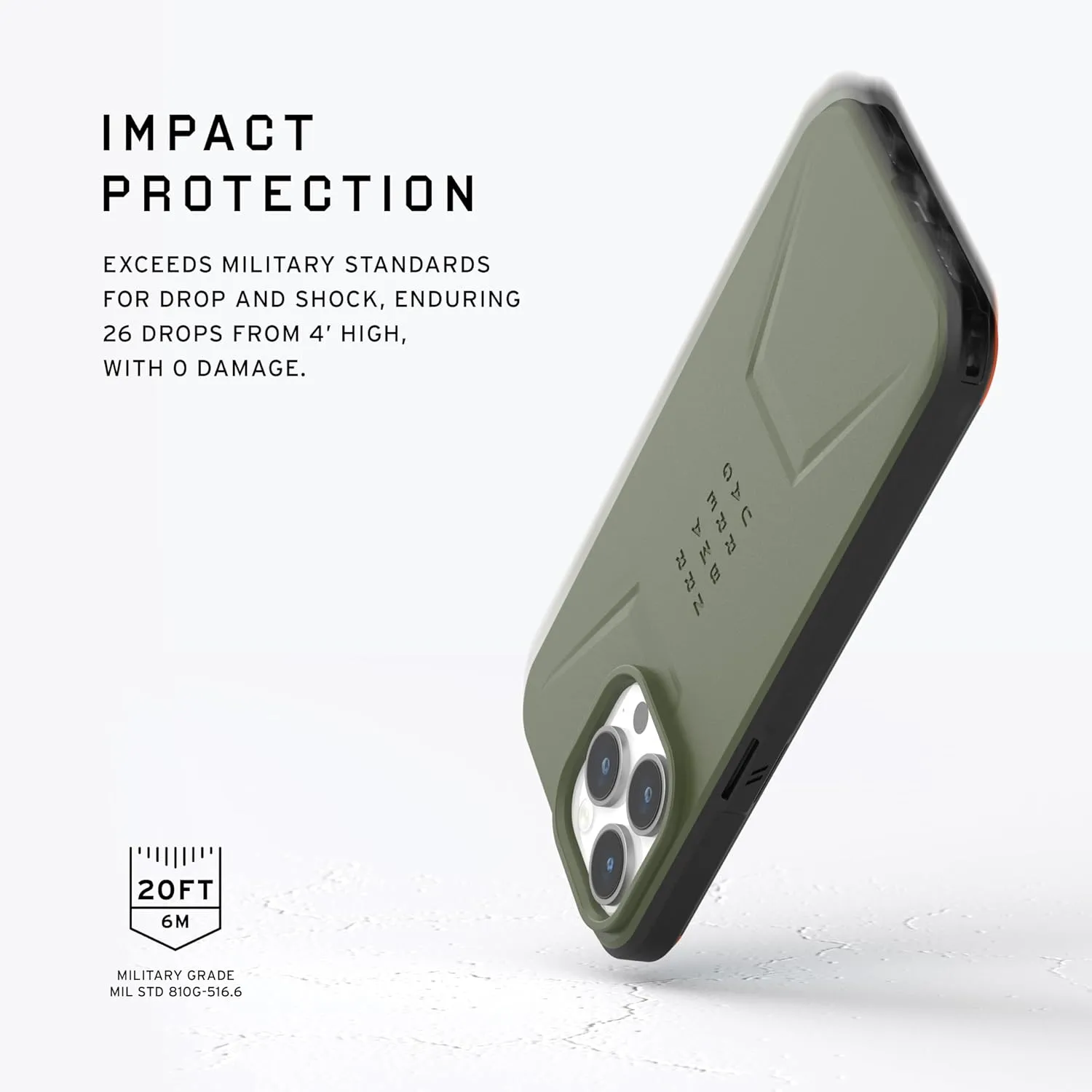 URBAN ARMOR GEAR UAG [Updated Version] Case Compatible with iPhone 15 Pro Case 6.1" Civilian Olive Drab Built-in Magnet Compatible with MagSafe Charging Rugged Mil-Grade Dropproof Protective Cover