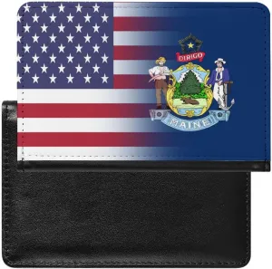 U.S.A Maine State Flag Passport Holder Protector Travel Wallet with Credit Card Slot Passport Case Classic