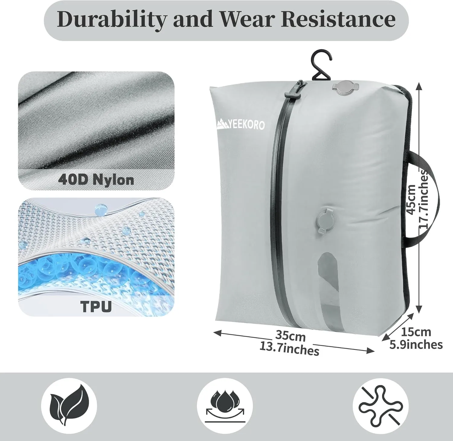 Vacuum Bags for Travel, Professional IP67 Reusable Vacuum Compression Bags for Travel Suitcases and Backpack, Durable Space Saver Bag (2 PACK, No Pump)