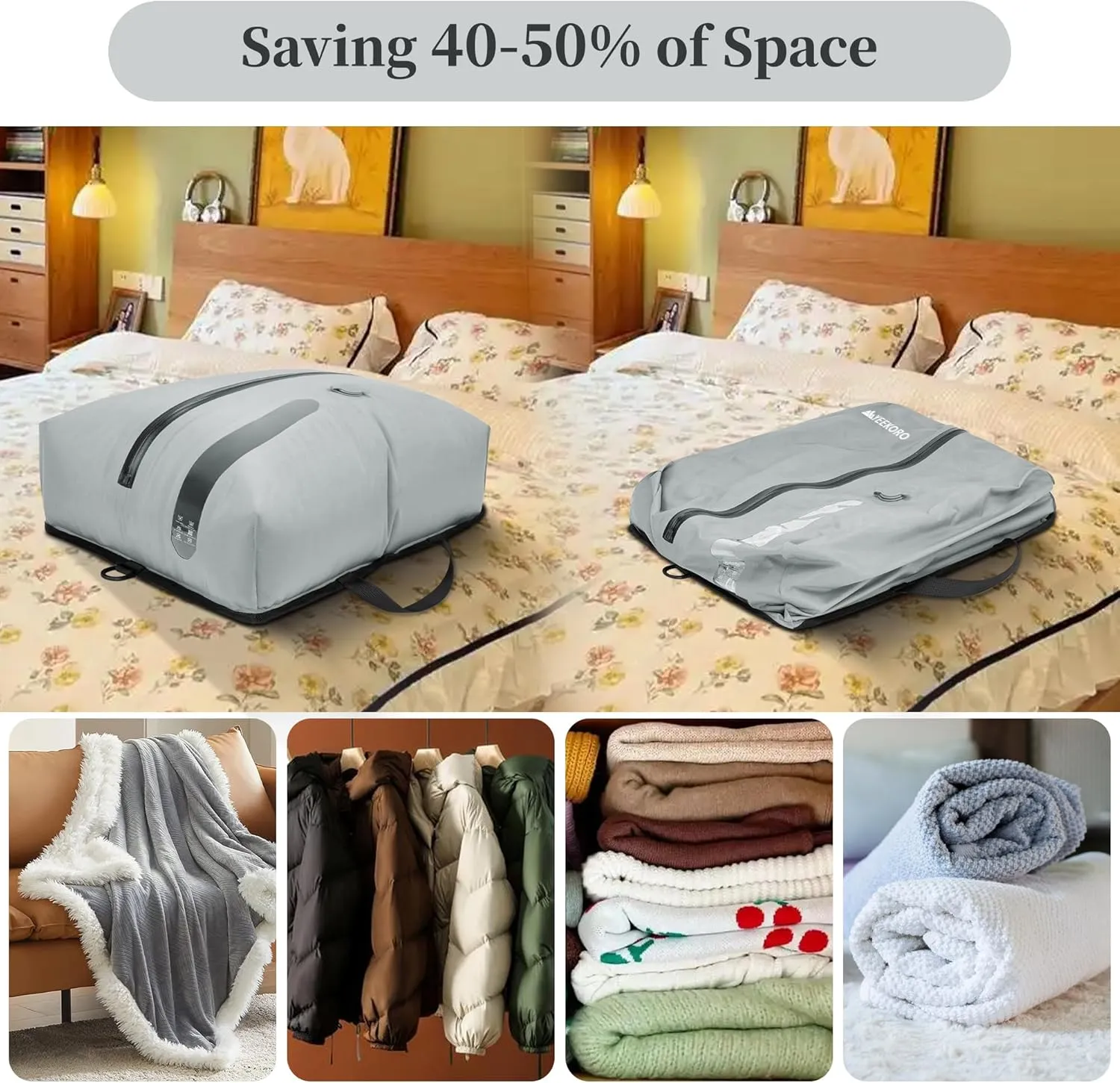 Vacuum Bags for Travel, Professional IP67 Reusable Vacuum Compression Bags for Travel Suitcases and Backpack, Durable Space Saver Bag (2 PACK, No Pump)