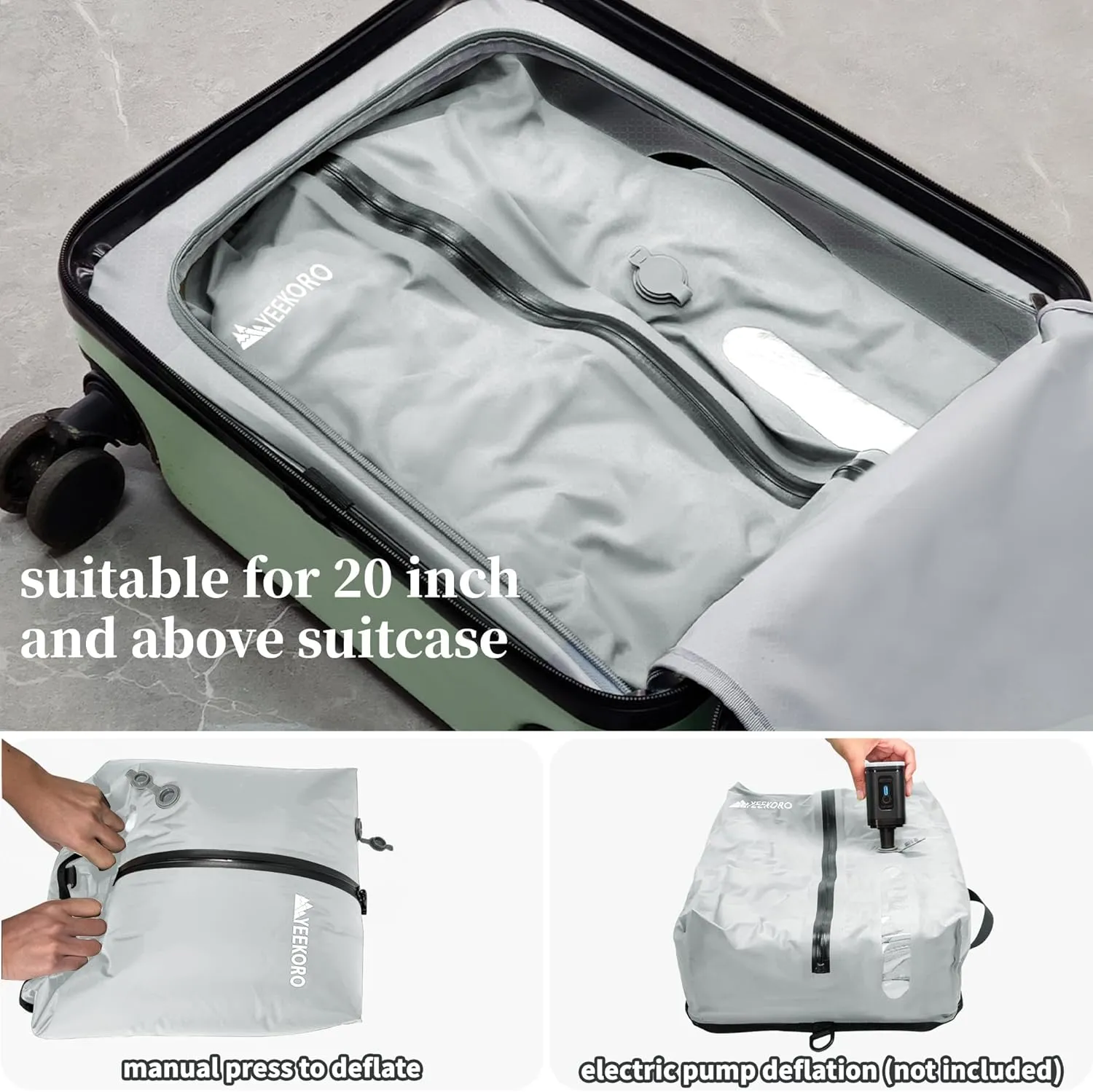 Vacuum Bags for Travel, Professional IP67 Reusable Vacuum Compression Bags for Travel Suitcases and Backpack, Durable Space Saver Bag (2 PACK, No Pump)