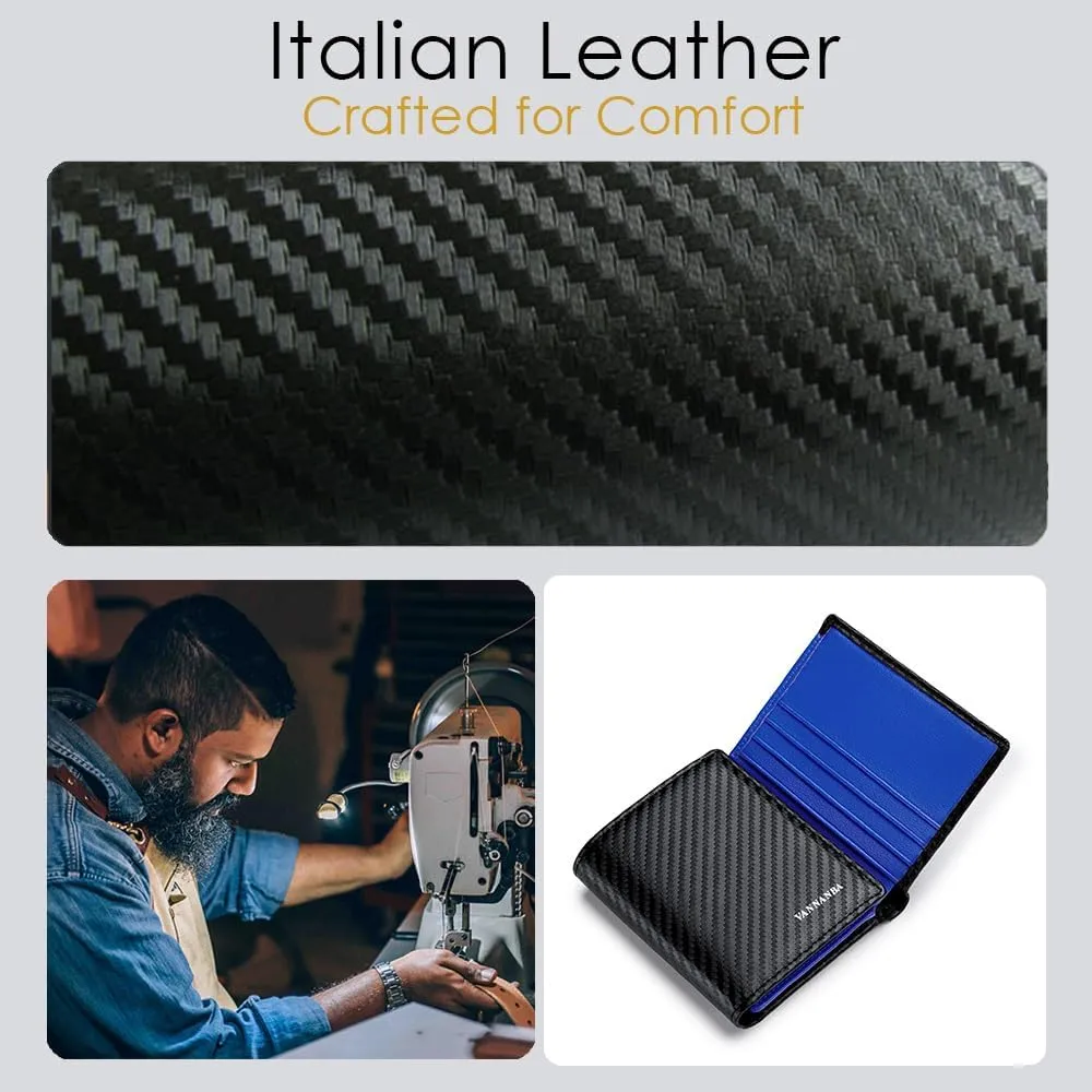 VANNANBA 2023 New Carteras Para Hombres Wallet for Men with Folded ID Windows,12 Card Slots & 2 Note pockets(carbon blue)