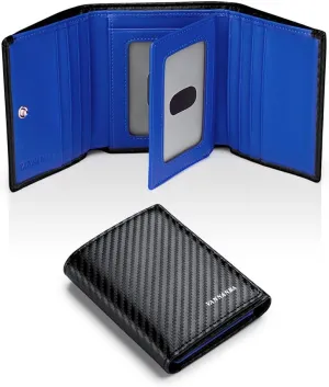 VANNANBA 2023 New Carteras Para Hombres Wallet for Men with Folded ID Windows,12 Card Slots & 2 Note pockets(carbon blue)