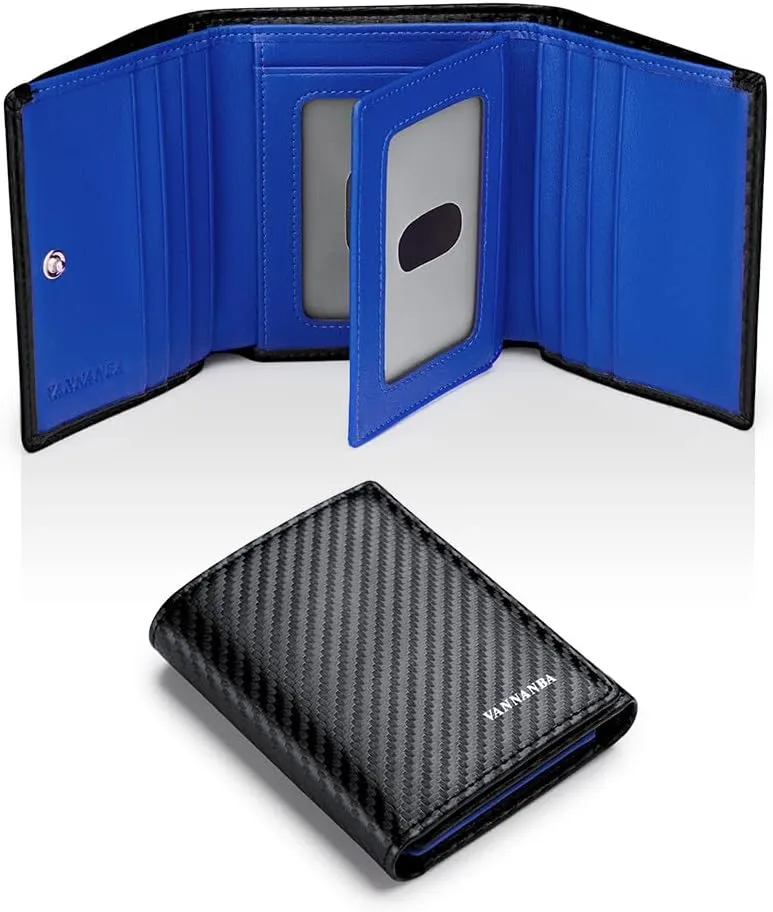 VANNANBA 2023 New Carteras Para Hombres Wallet for Men with Folded ID Windows,12 Card Slots & 2 Note pockets(carbon blue)