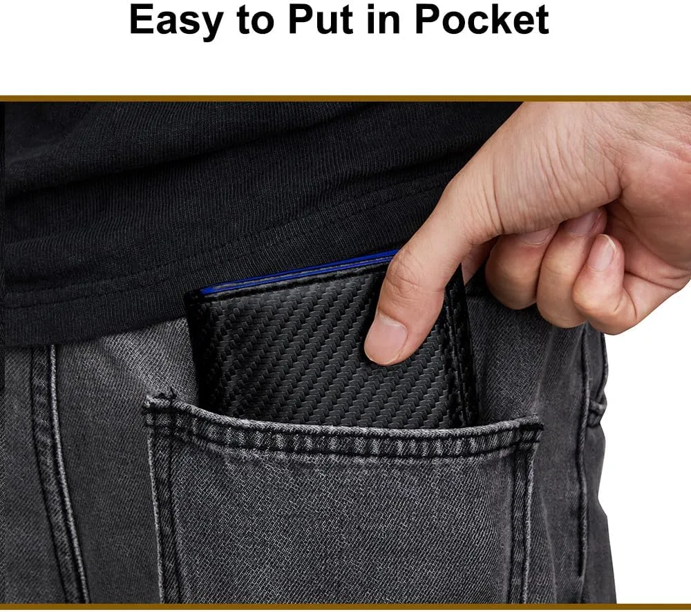 VANNANBA 2023 New Carteras Para Hombres Wallet for Men with Folded ID Windows,12 Card Slots & 2 Note pockets(carbon blue)