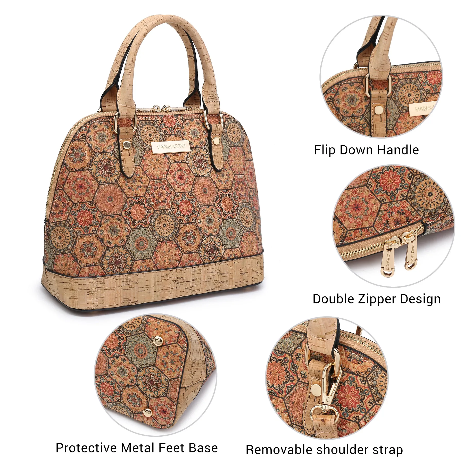 VANSARTO Women Zip-Around Medium Dome Satchel Purse Handbags