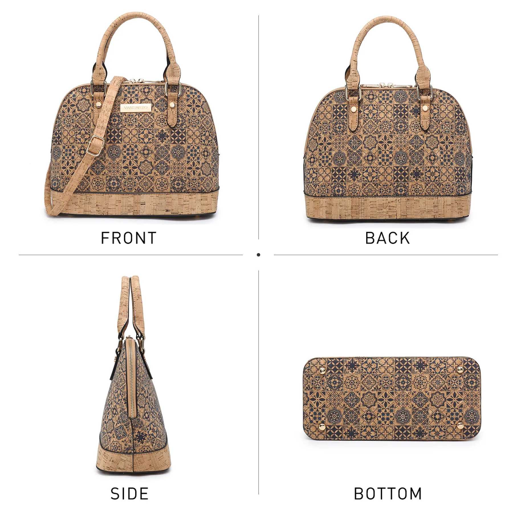 VANSARTO Women Zip-Around Medium Dome Satchel Purse Handbags