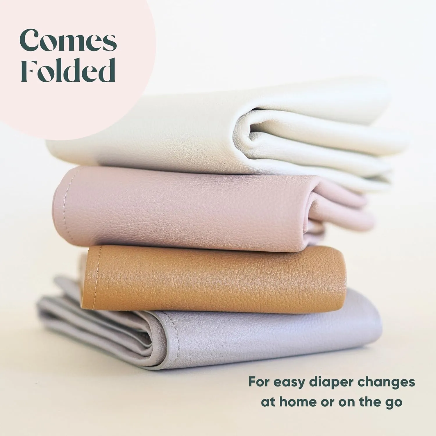 Vegan Leather Baby Changing Mat (16 X 30 in) - Multipurpose Wipeable and Portable Diaper Changing Mat - Foldable Travel Changing Mat (Taupe)