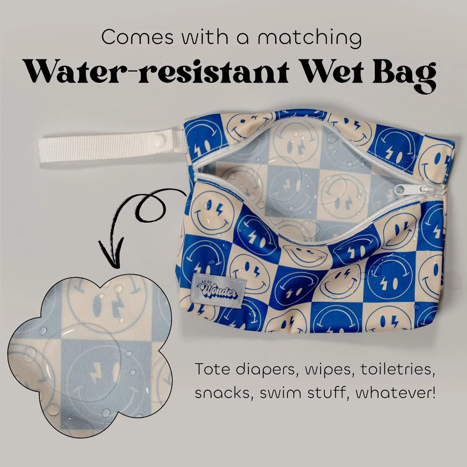 Vegan Leather Changing Mat with Reusable Waterproof Wet Bag - Non-Toxic, Portable Diaper Pad That Folds and Wipes Clean (16 x 30 Inches) (Floral)