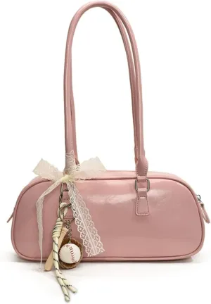 Vegan Leather Shoulder Purse Cute Shoulder Bags Y2k Purses Women Streetwear Vintage Coquette Belt Bag