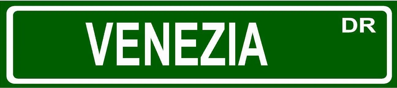 Venezia 4"x18" Standard Green Street Sign Style Novelty Aluminum Street Sign