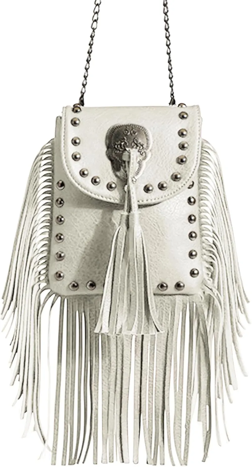 Verdusa Women's Western Country Cowgirl Bag Fringe Crossbody Bags Boho Tassel Messenger Bags Casual Purses