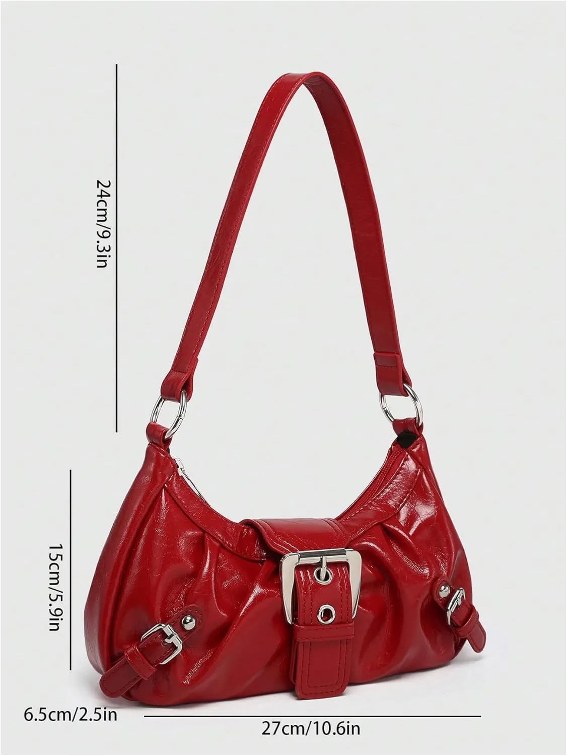 Verdusa Women's Y2k Purse Top Handle Shoulder Bag Buckle Punk Hobo Clutch Purses Bags