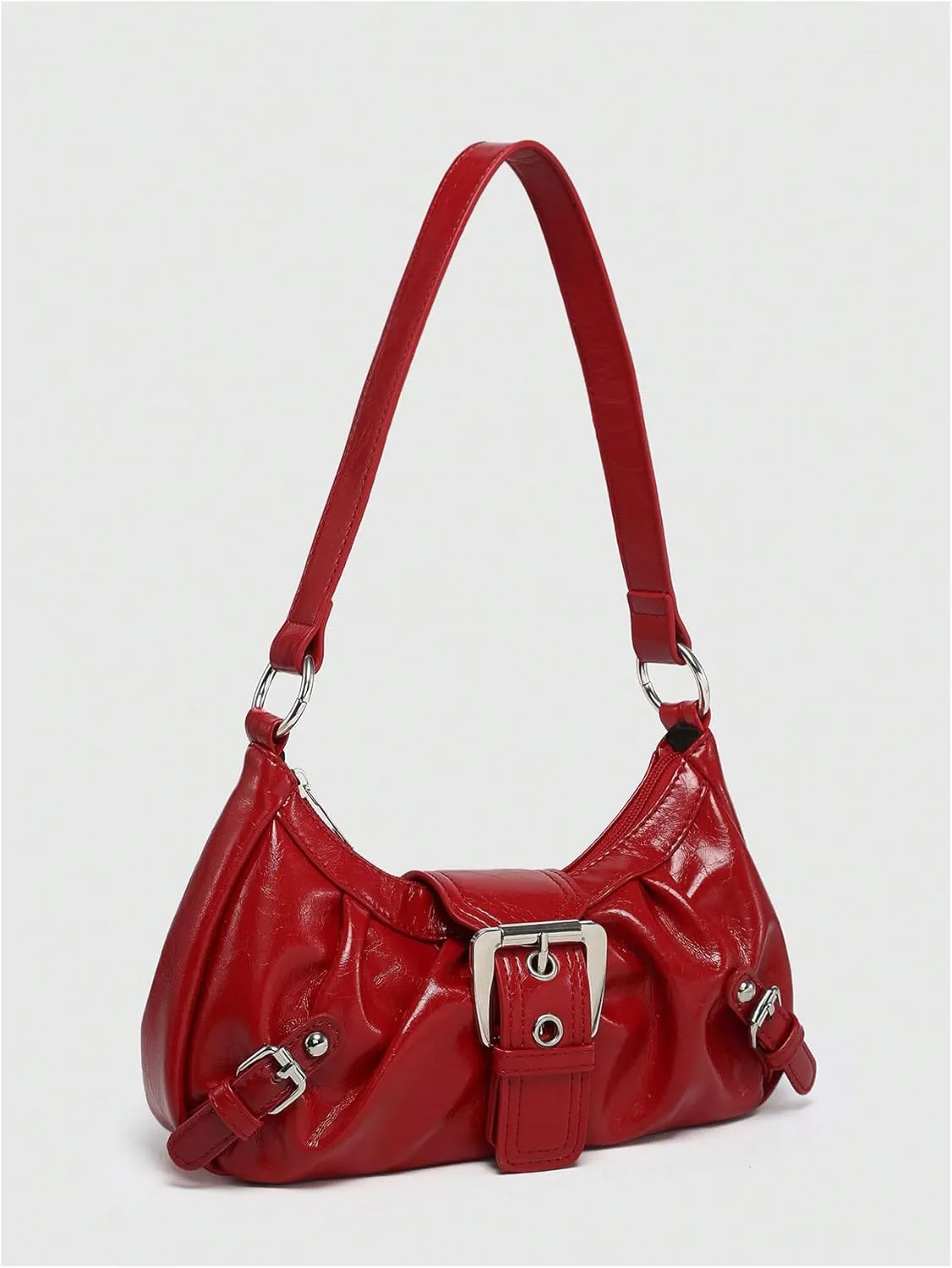 Verdusa Women's Y2k Purse Top Handle Shoulder Bag Buckle Punk Hobo Clutch Purses Bags
