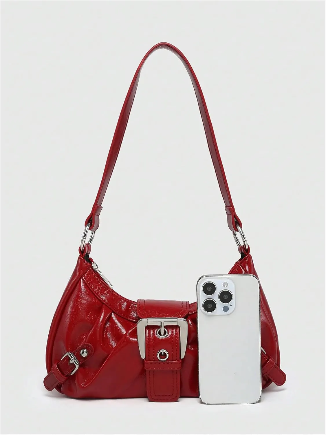 Verdusa Women's Y2k Purse Top Handle Shoulder Bag Buckle Punk Hobo Clutch Purses Bags