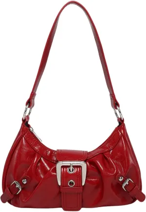 Verdusa Women's Y2k Purse Top Handle Shoulder Bag Buckle Punk Hobo Clutch Purses Bags