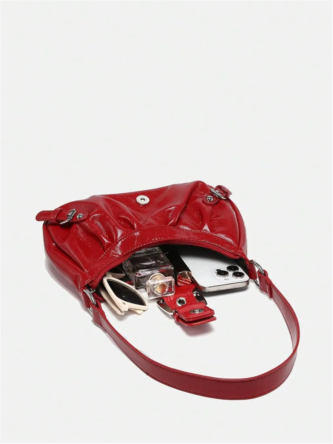 Verdusa Women's Y2k Purse Top Handle Shoulder Bag Buckle Punk Hobo Clutch Purses Bags