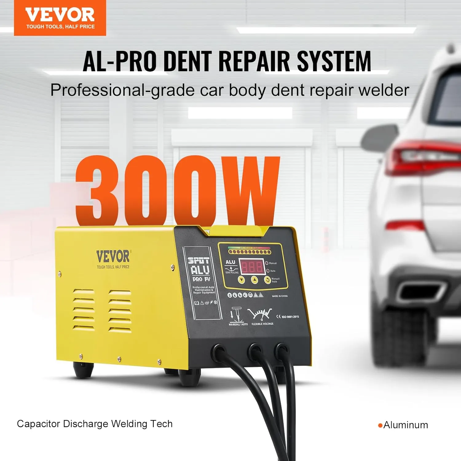 VEVOR Spot Welder Dent Puller, 300W Stud Welder Dent Repair Kit with Heat Gun, Auto/Manual Welding Mode, 110V Auto Body Spot Welding Dent Repair Machine for Aluminum Car Body Panels Repair