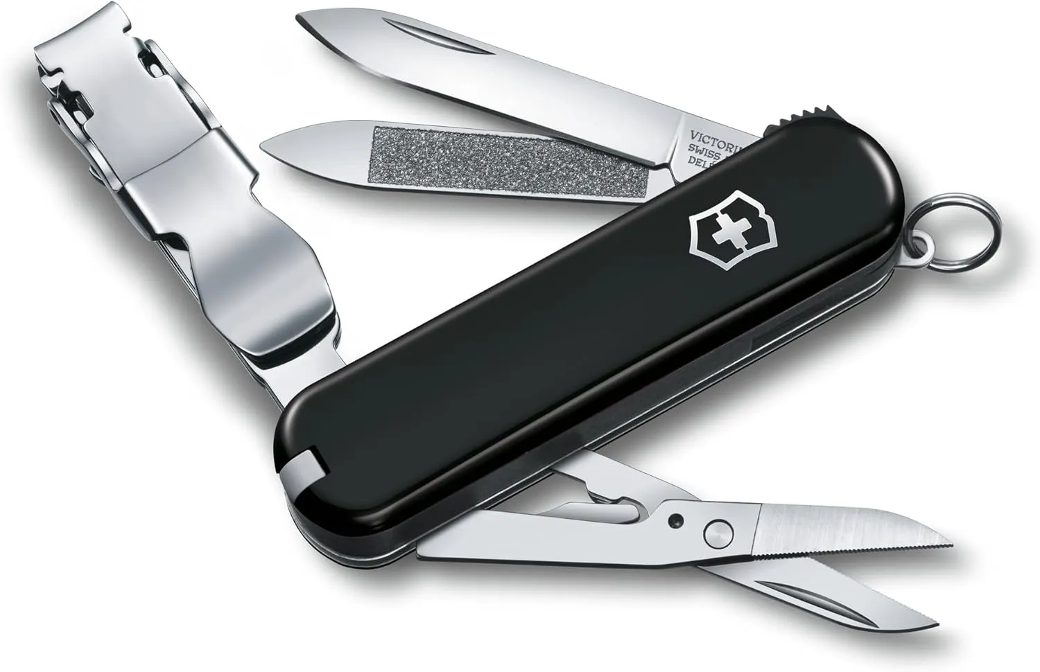 Victorinox Nail Clip 580, 8 Functions, Swiss Made Multi-Tool with Nail File, Nail Cleaner and Small Blade - Black