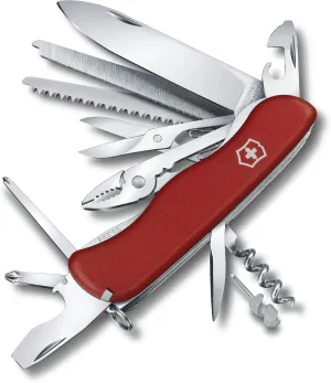 Victorinox Work Champ Swiss Army Knife, 21 Function Swiss Made Pocket Knife with Large Blade, Pliers, 4 Screwdrivers and Wood Saw - Red