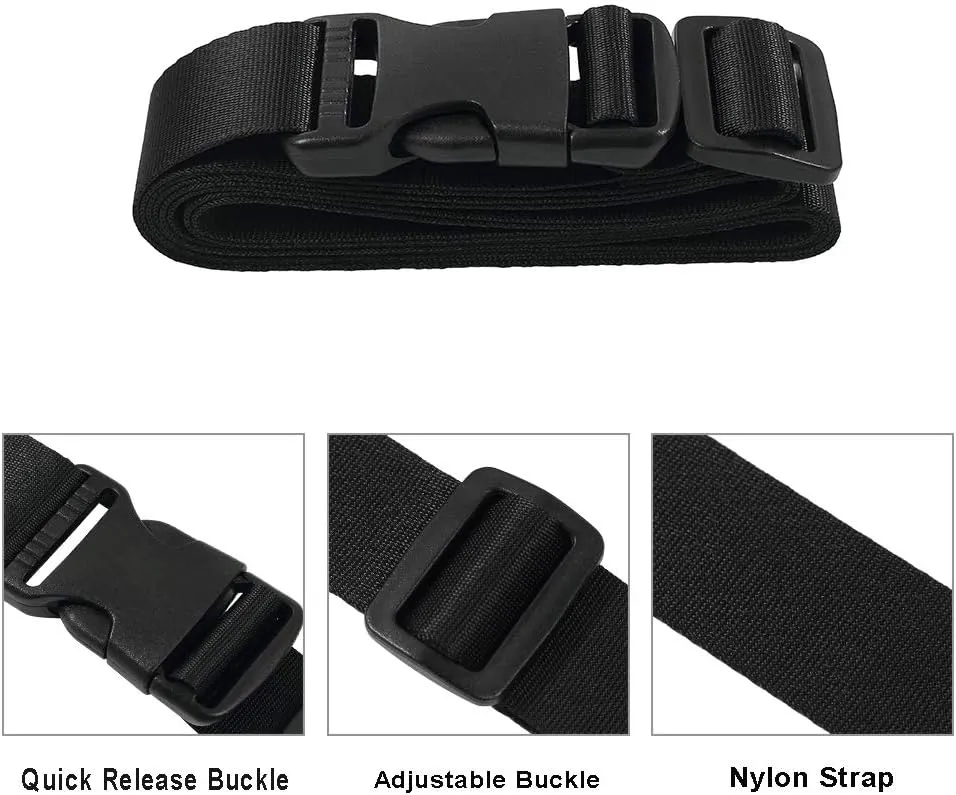 Vigorport Utility Straps with Quick Release Buckle,Nylon Backpack Accessory Sleeping Bag Strap,1.25"*72" Adjustable for Hiking,Travel,Outdoor Sports-4 Pack(Black)