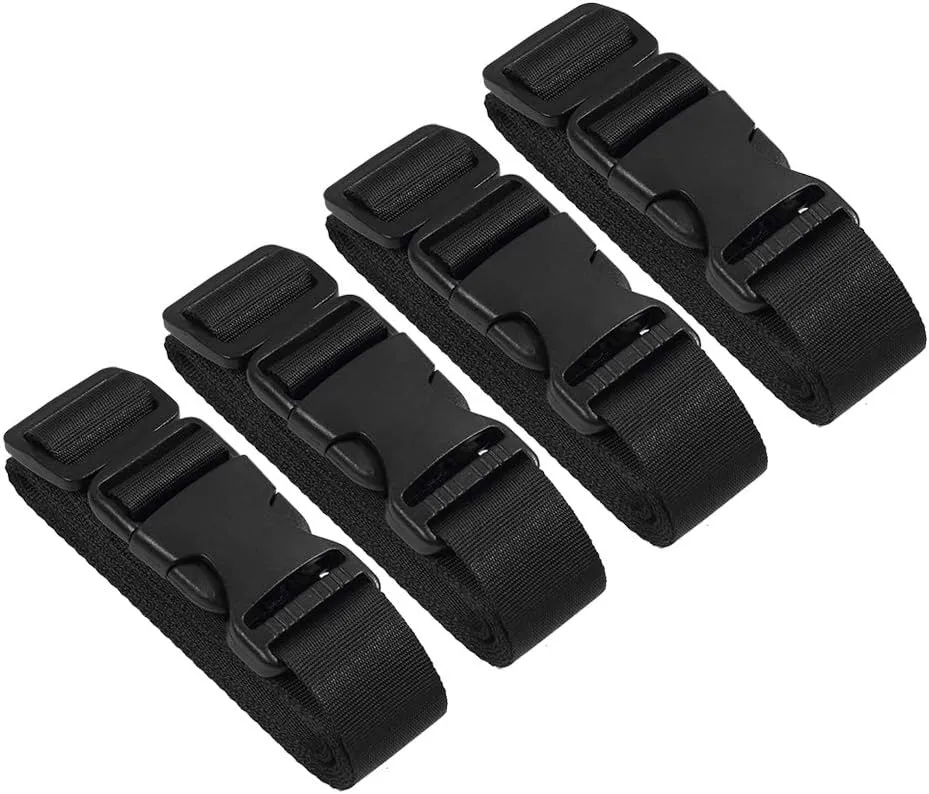 Vigorport Utility Straps with Quick Release Buckle,Nylon Backpack Accessory Sleeping Bag Strap,1.25"*72" Adjustable for Hiking,Travel,Outdoor Sports-4 Pack(Black)