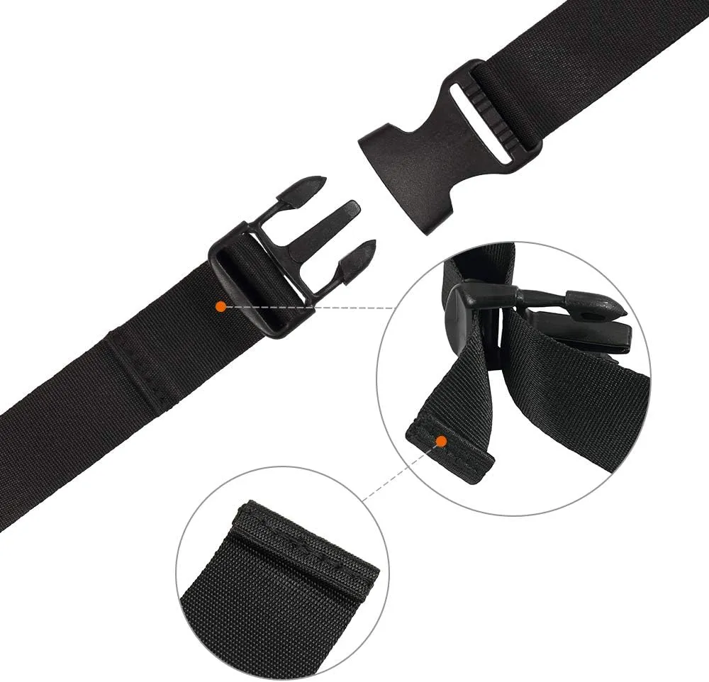 Vigorport Utility Straps with Quick Release Buckle,Nylon Backpack Accessory Sleeping Bag Strap,1.25"*72" Adjustable for Hiking,Travel,Outdoor Sports-4 Pack(Black)
